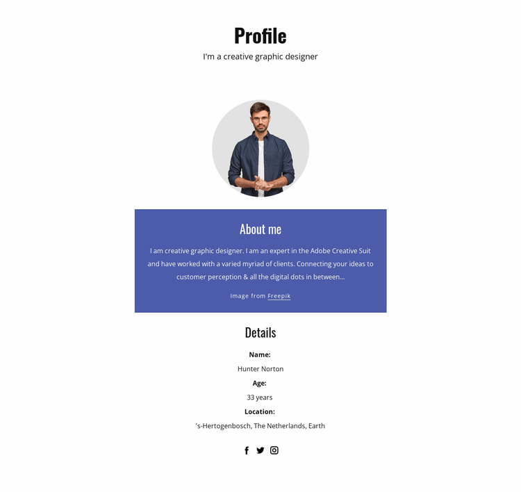 Graphic designer profile Html Website Builder