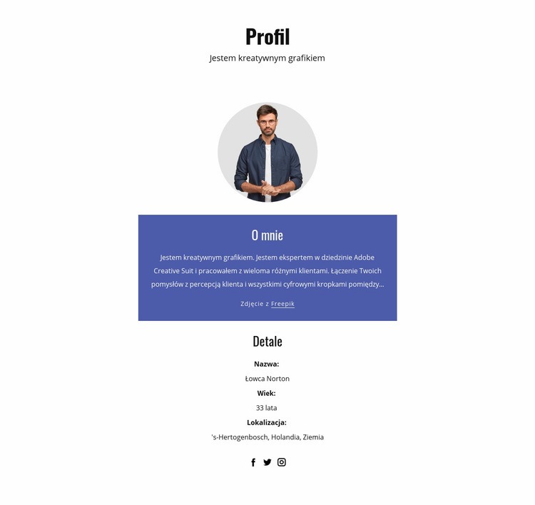 Profil projektanta graficznego Kreator witryn internetowych HTML