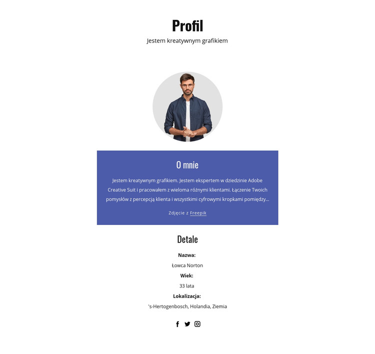 Profil projektanta graficznego Szablon HTML