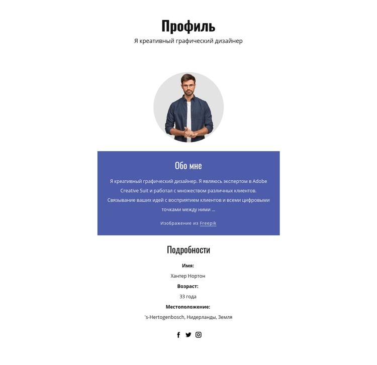 Профиль графического дизайнера CSS шаблон
