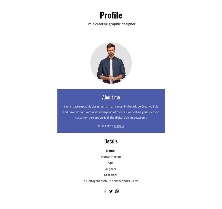 Graphic designer profile Squarespace Template Alternative