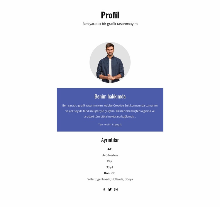 Grafik tasarımcı profili Web Sitesi Mockup'ı