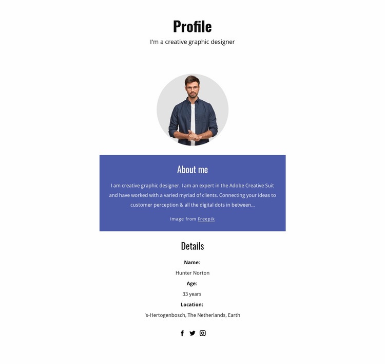 Graphic designer profile Web Page Design
