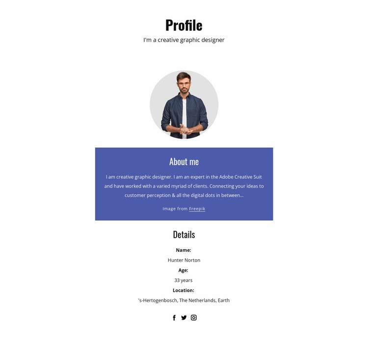 Graphic designer profile Webflow Template Alternative