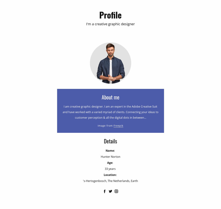 Graphic designer profile Website Builder Templates