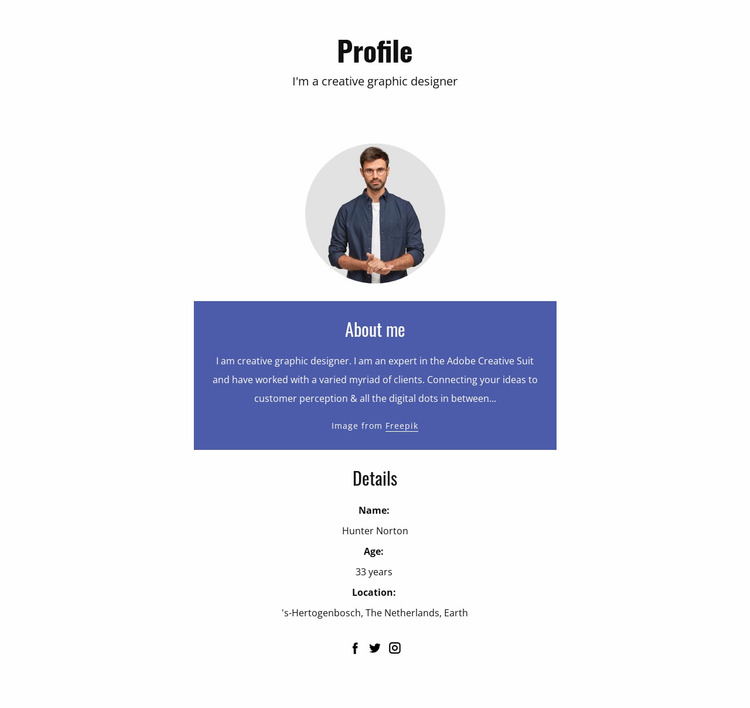 Graphic designer profile Website Mockup