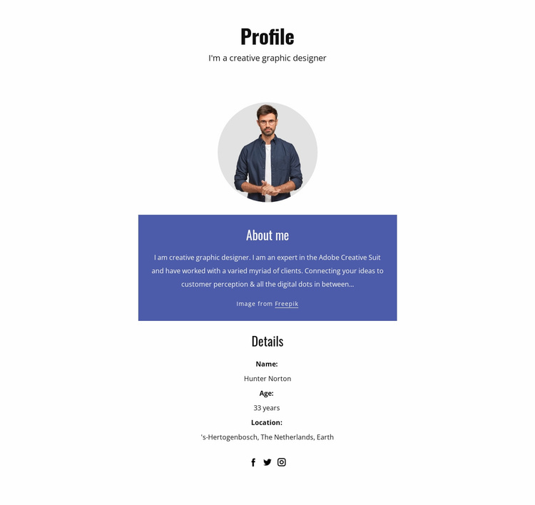 Graphic designer profile eCommerce Template