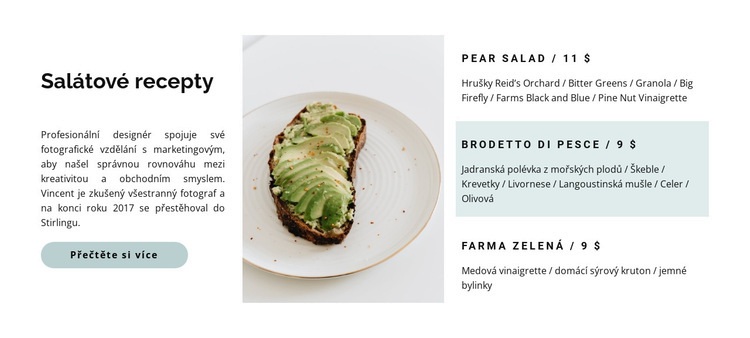 Nabídka lehkých salátů Téma WordPress