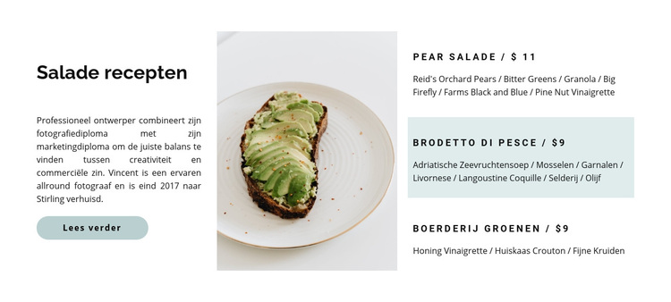 Lichte salades menu WordPress-thema