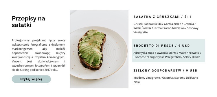 Lekkie menu sałatek Szablony do tworzenia witryn internetowych