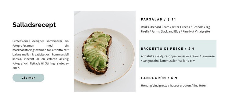 Lätt salladsmeny HTML-mall