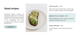 Light Salads Menu - Web Page Design