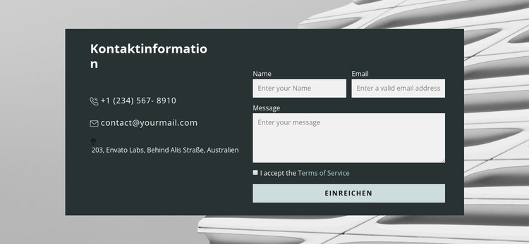 Kontaktformular im Bild Website design