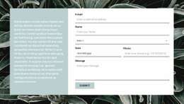 Contact Form And Text - Simple Homepage Design