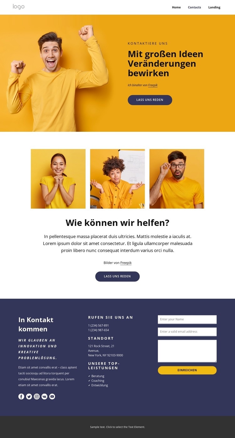 Wir entwickeln riesige Ideen für den Wandel HTML Website Builder