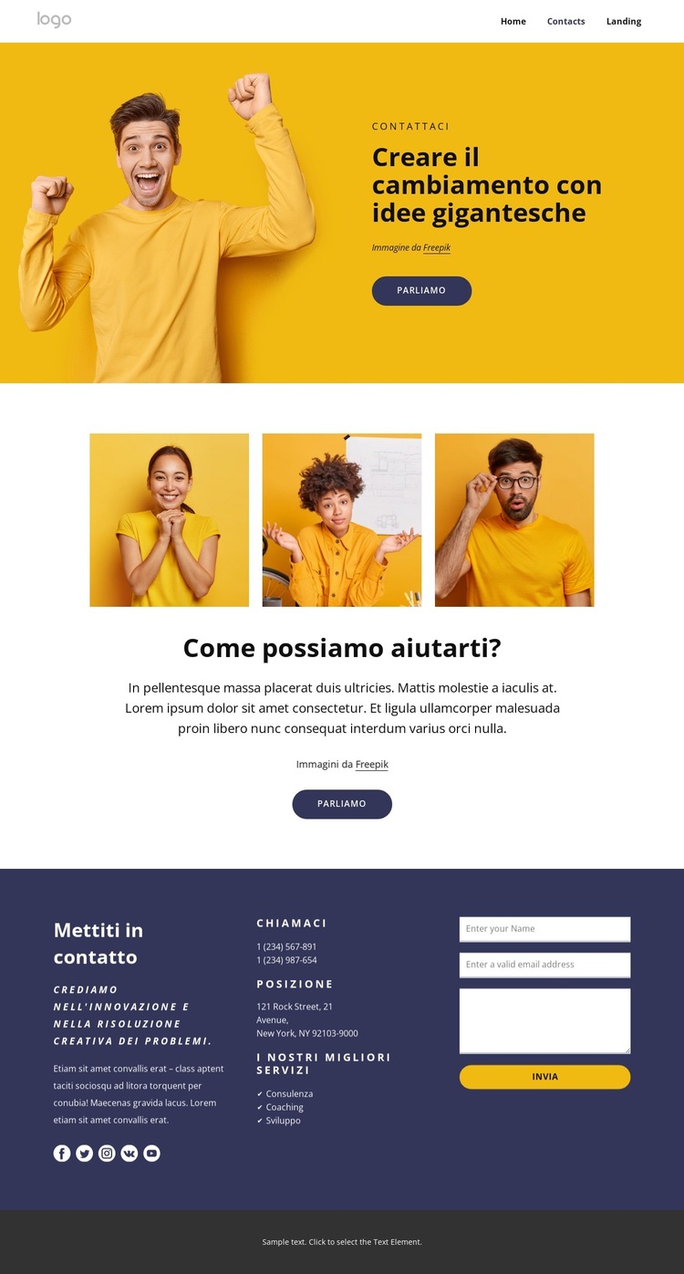 Creare idee giganti per il cambiamento Modello di sito Web