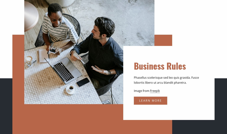 Business rules Landing Page