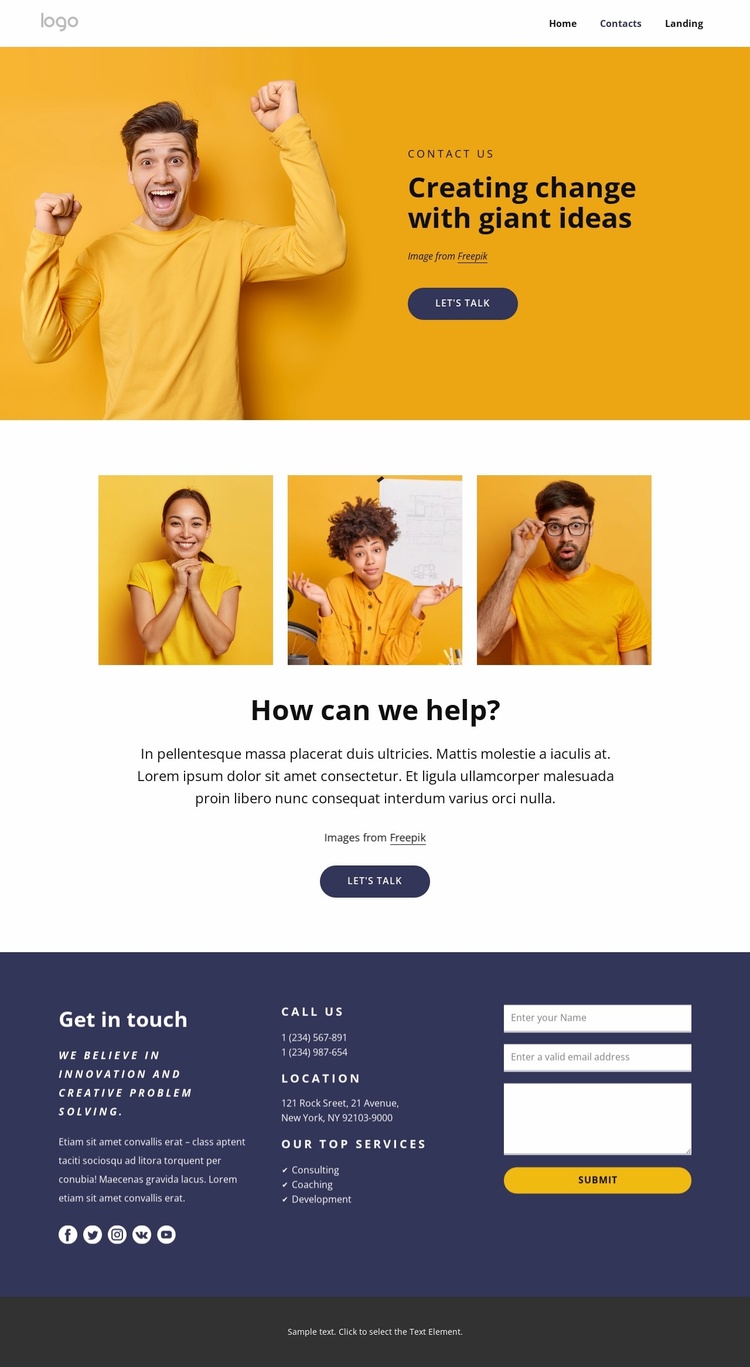 Creating change giant ideas Landing Page
