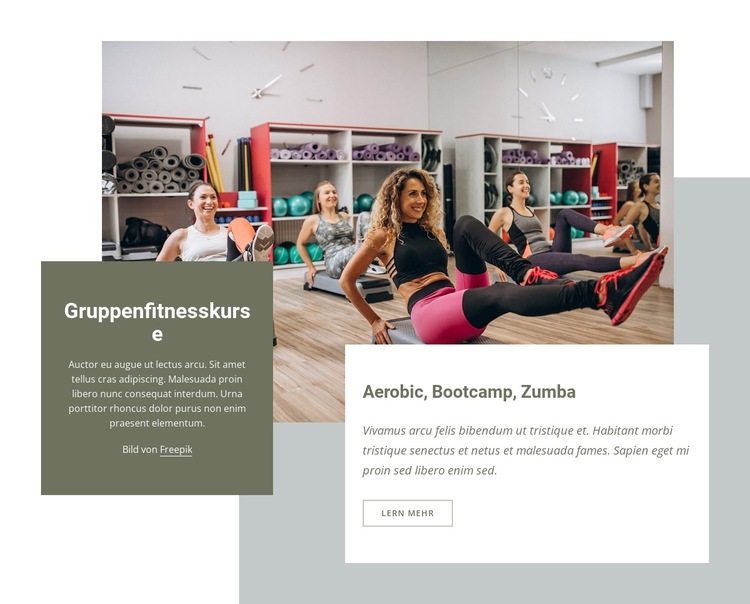 Aerobic, Bootcamp und Zumba Website-Vorlage