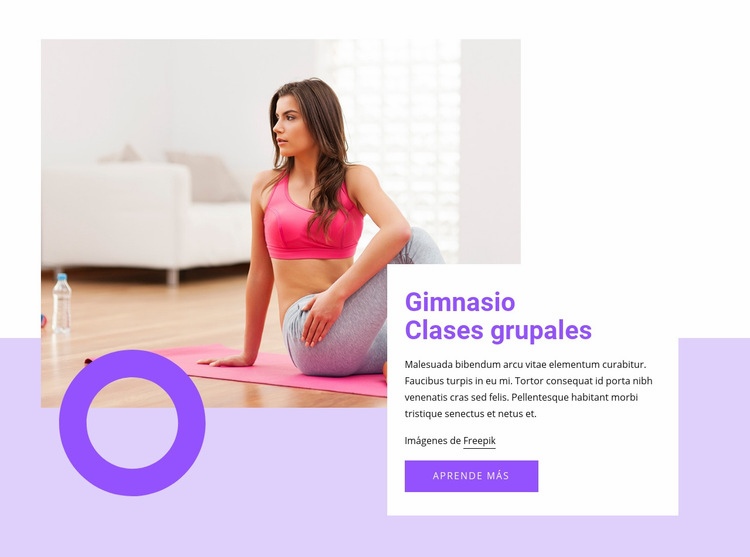 Clases grupales en el gimnasio Maqueta de sitio web
