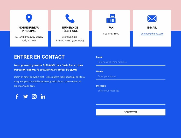 Entrez en contact avec des icônes Conception de site Web