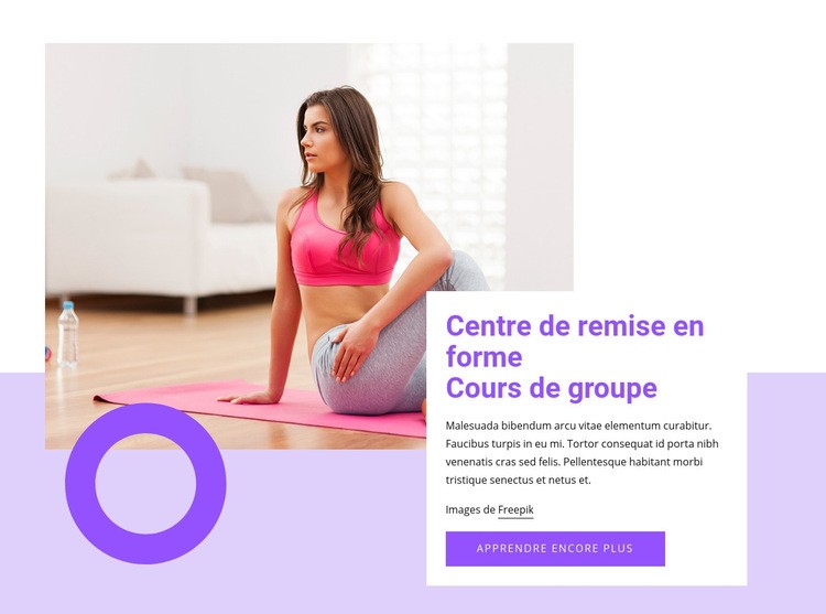 Cours collectifs en centre de remise en forme Conception de site Web