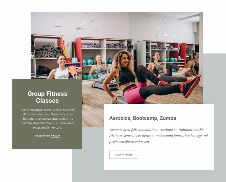 Aerobics, bootcamp and zumba Homepage Design