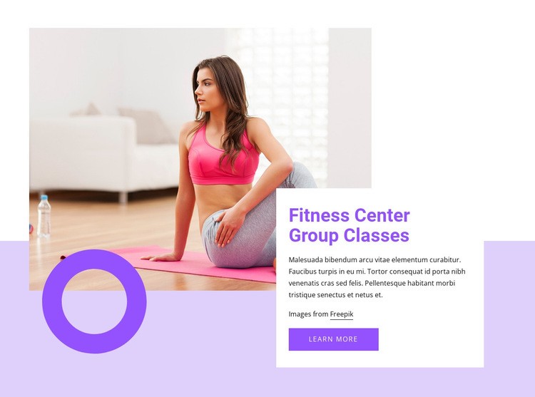 Fitness center group classes Homepage Design