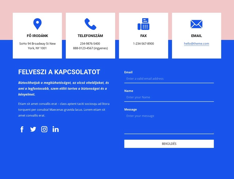 Vegye fel a kapcsolatot ikonokkal Weboldal tervezés