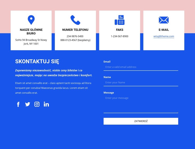 Skontaktuj się z ikonami Makieta strony internetowej