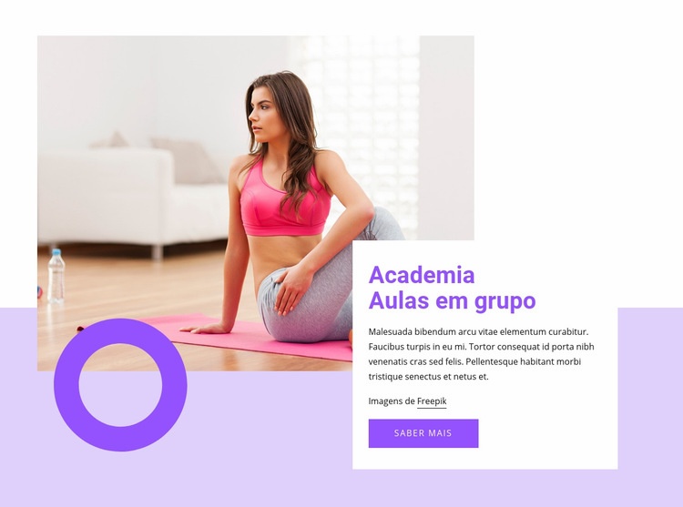 Aulas em grupo na academia Design do site