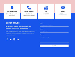 Premium Website Design For Get In Touch With Icons