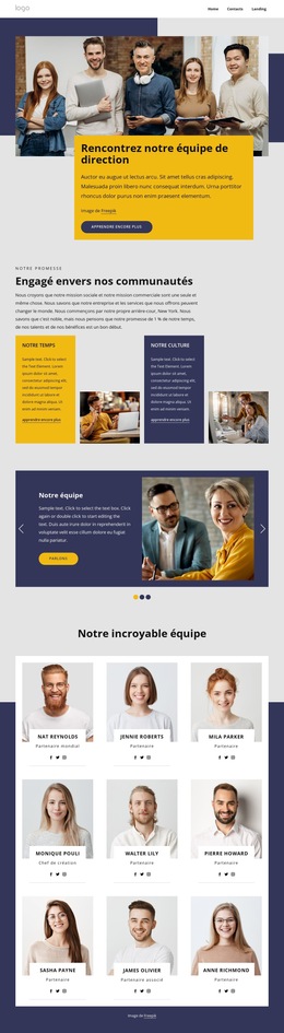 Disposition Du Site Web Pour Rencontrez Notre Équipe De Direction