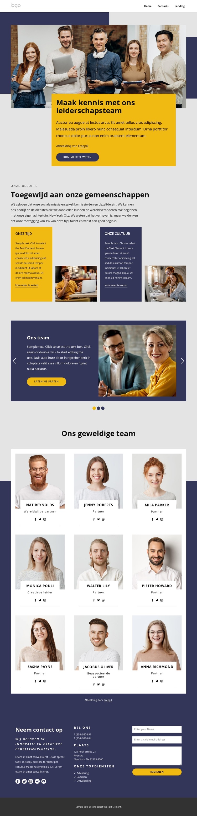 Maak kennis met ons leiderschapsteam Website sjabloon