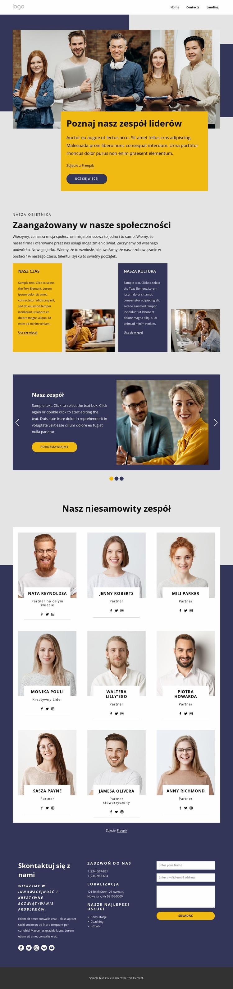 Poznaj nasz zespół liderów Szablon HTML5