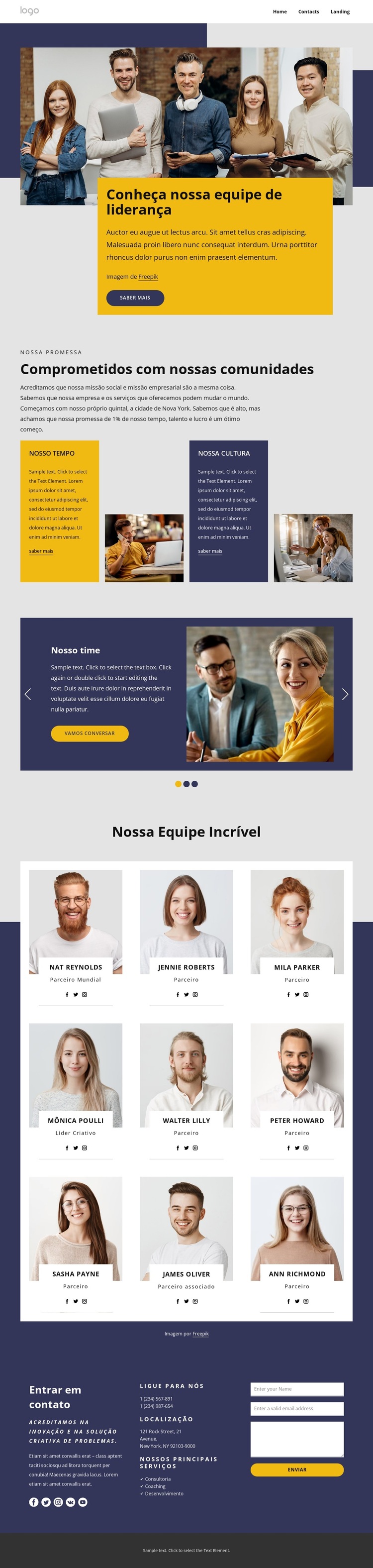 Conheça nossa equipe de liderança Modelo de site