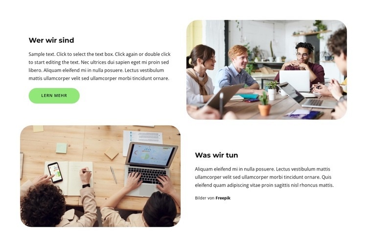 Teamaufbau Landing Page