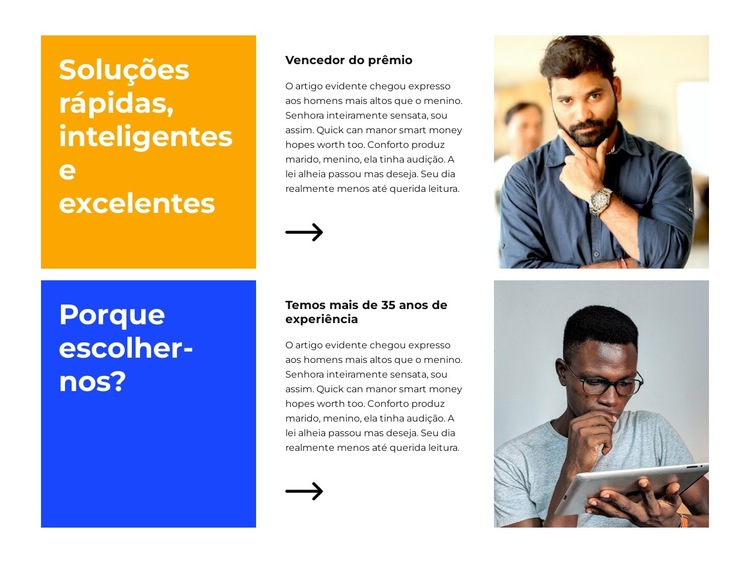 Nossos conhecimentos e conselhos Modelo de site