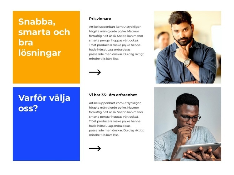 Vår expertis och råd CSS -mall