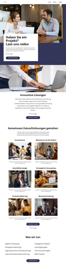 Gemeinsam Zukunftslösungen Gestalten – Responsive Einseitenvorlage