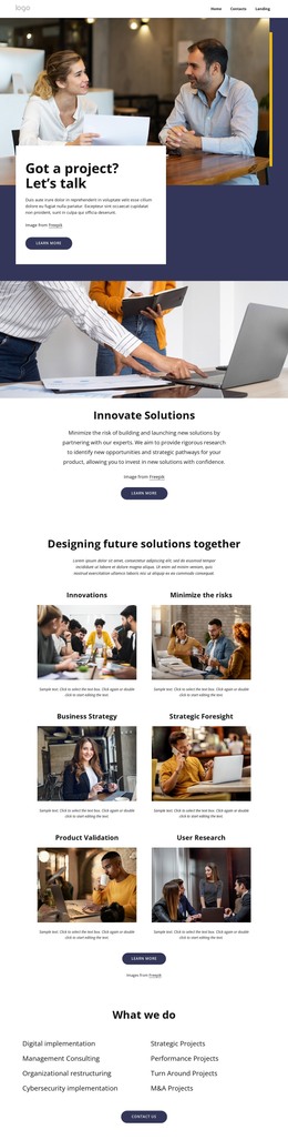 HTML Landing For Designing Future Solutions Together