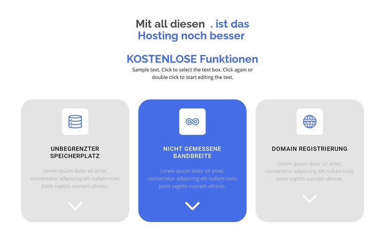 Neue kostenlose Funktionen Website-Modell