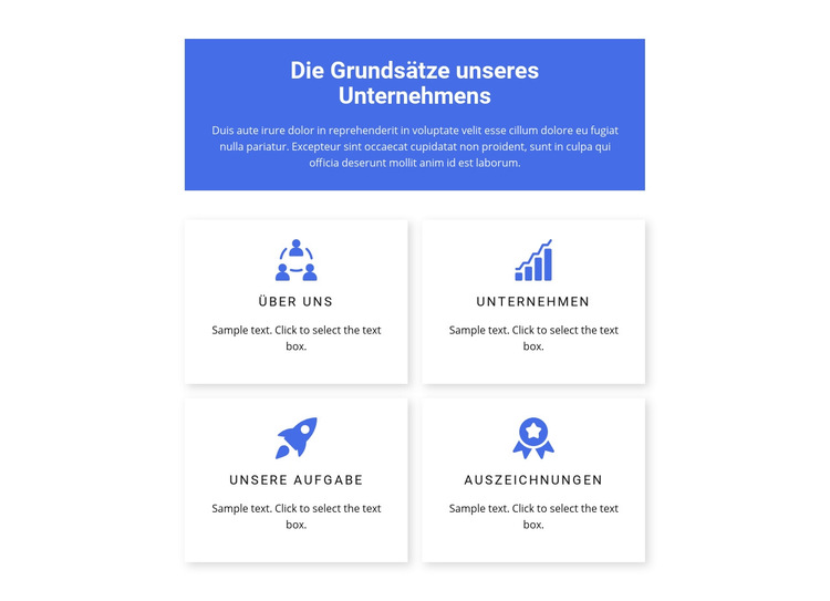 Arbeitsprinzipien Website-Vorlage