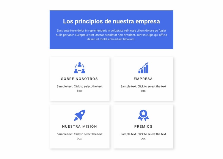 Principios de trabajo Maqueta de sitio web