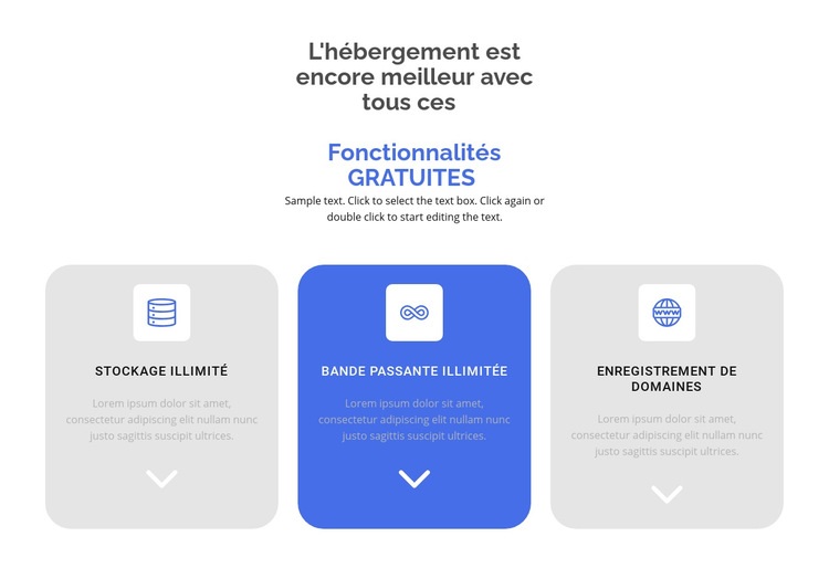 Nouvelles fonctionnalités gratuites Maquette de site Web