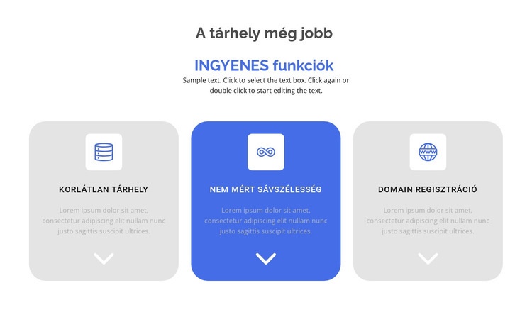 Új ingyenes funkciók Weboldal sablon