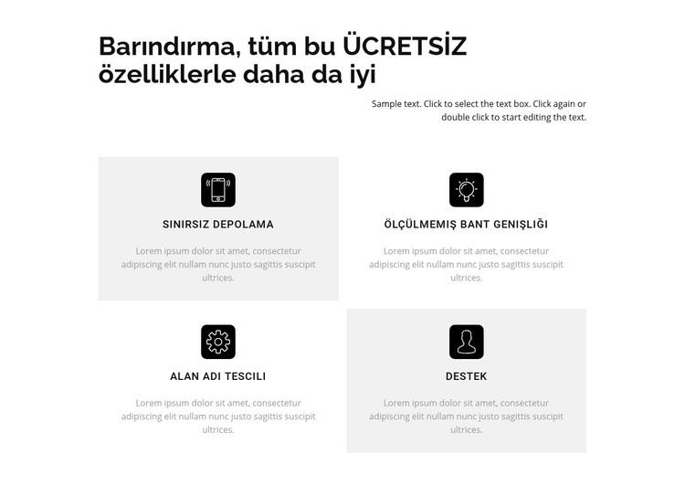 Ücretsiz özellikler HTML Şablonu