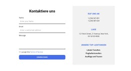 Website-Seite Für Kontaktformular Und Kontakte