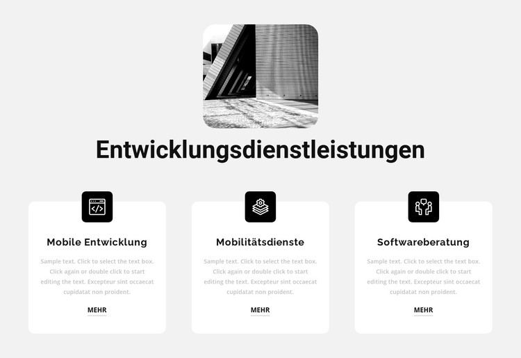 Neue Entwicklungsleistungen CSS-Vorlage