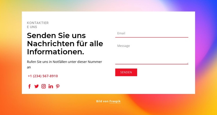 Senden Sie uns Nachrichten Website Builder-Vorlagen